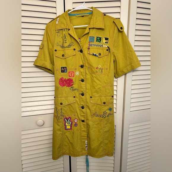 Double D Ranch Mustard Embroidered  music Patch Dress - Picture 1 of 10